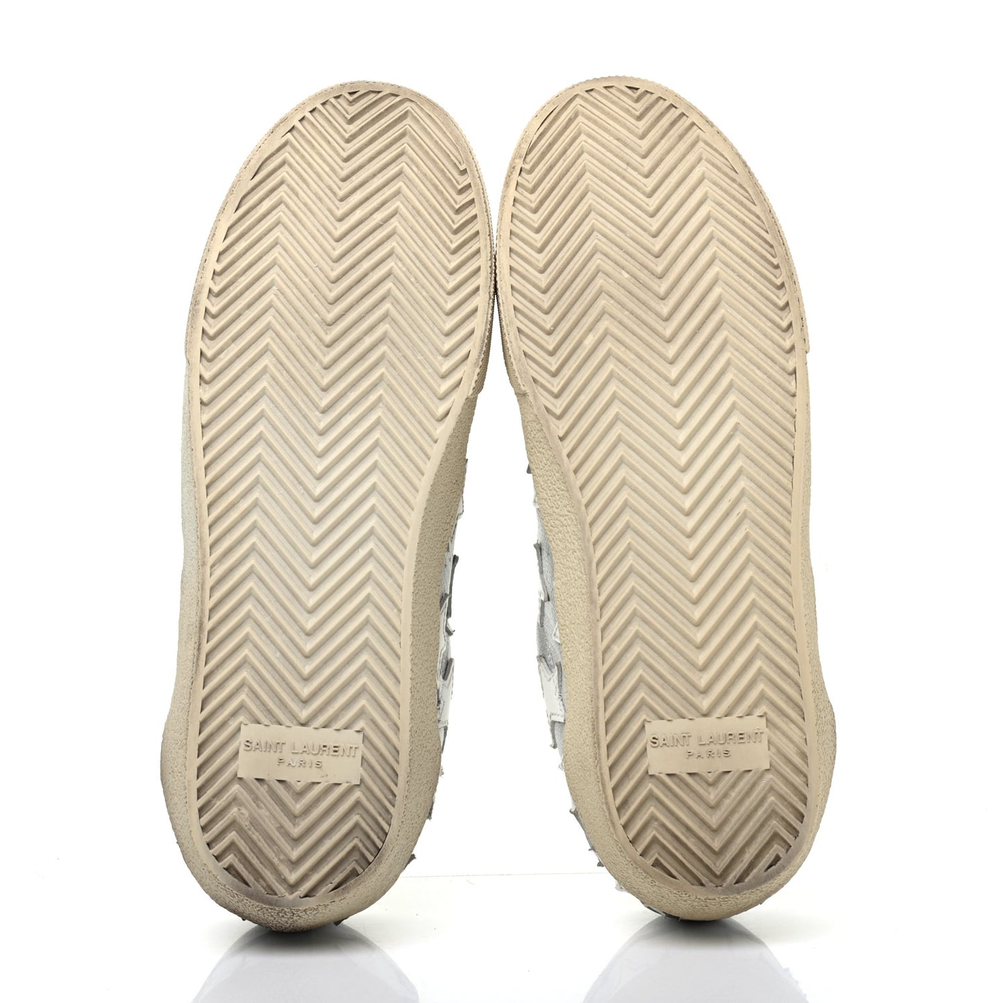 Metallic Calfskin Star Court Sneakers 37.5 Silver