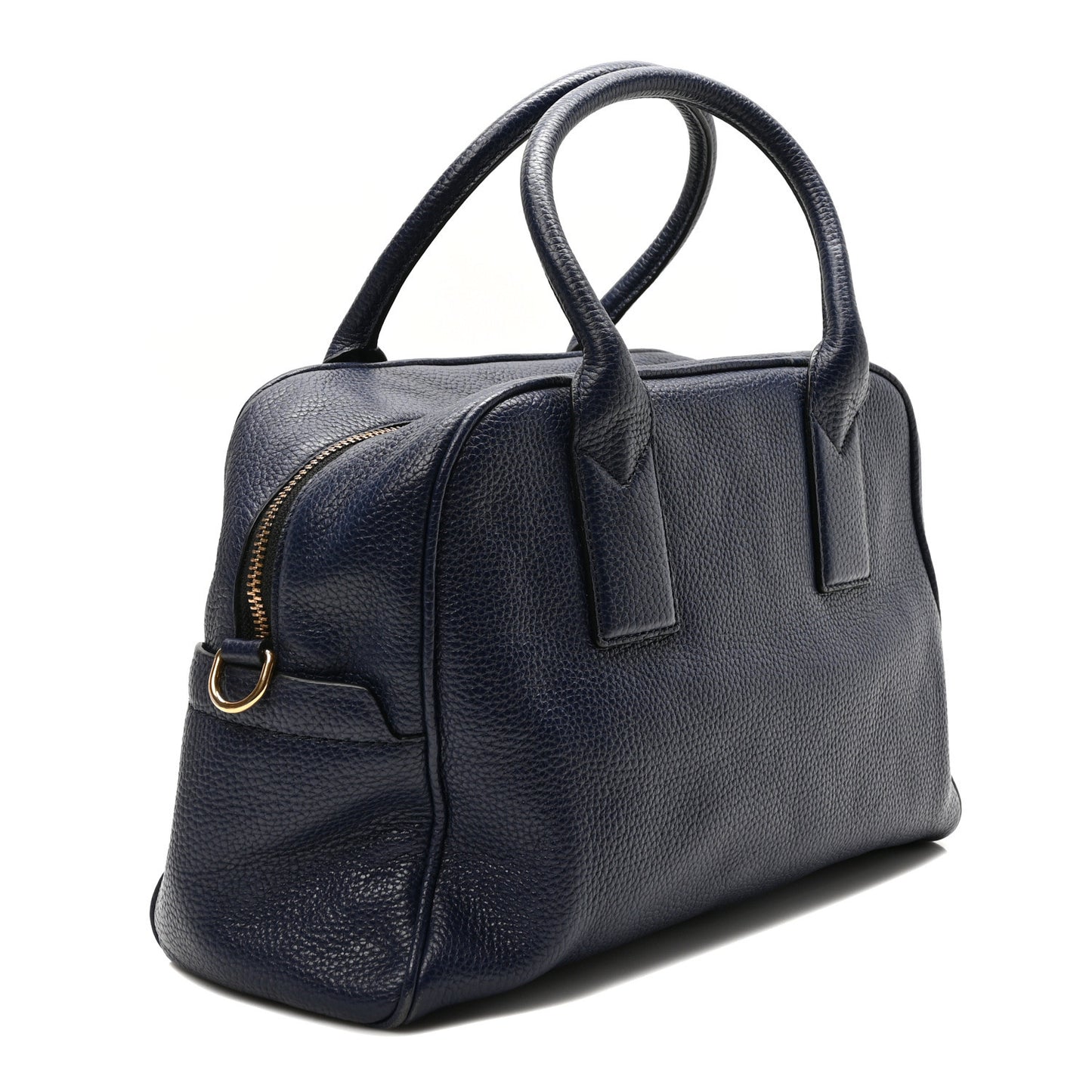 Pebbled Calfskin Gotham Bauletto Satchel Blue
