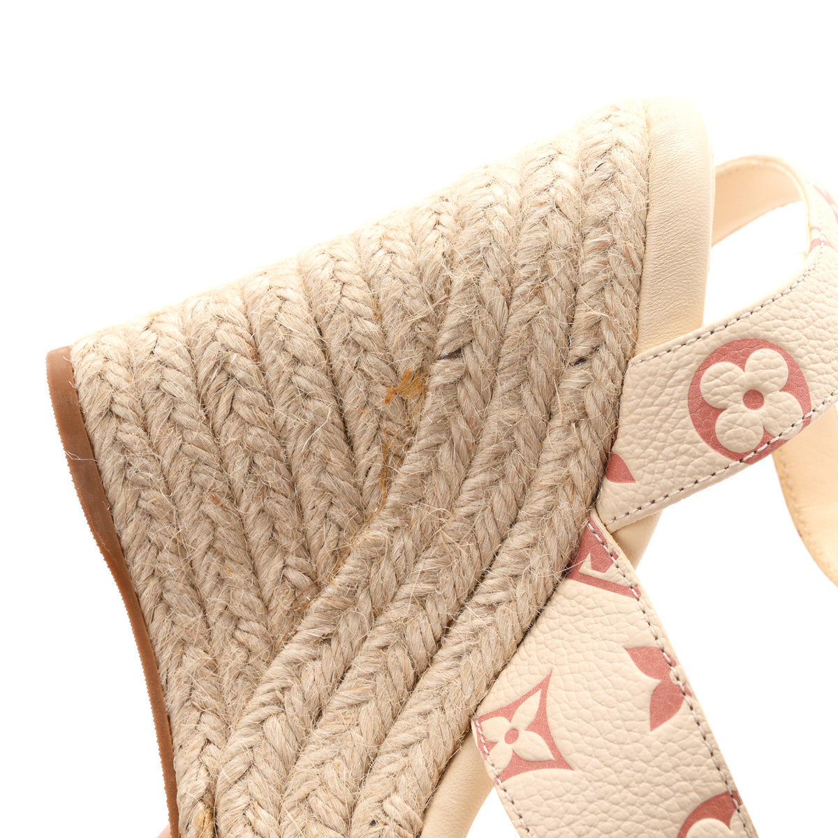 Louis Vuitton Empreinte Monogram Starboard Espadrille Wedge Sandals 37 Creme Rose Trianon 10 of 10
