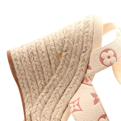 Louis Vuitton Empreinte Monogram Starboard Espadrille Wedge Sandals 37 Creme Rose Trianon 10 of 10