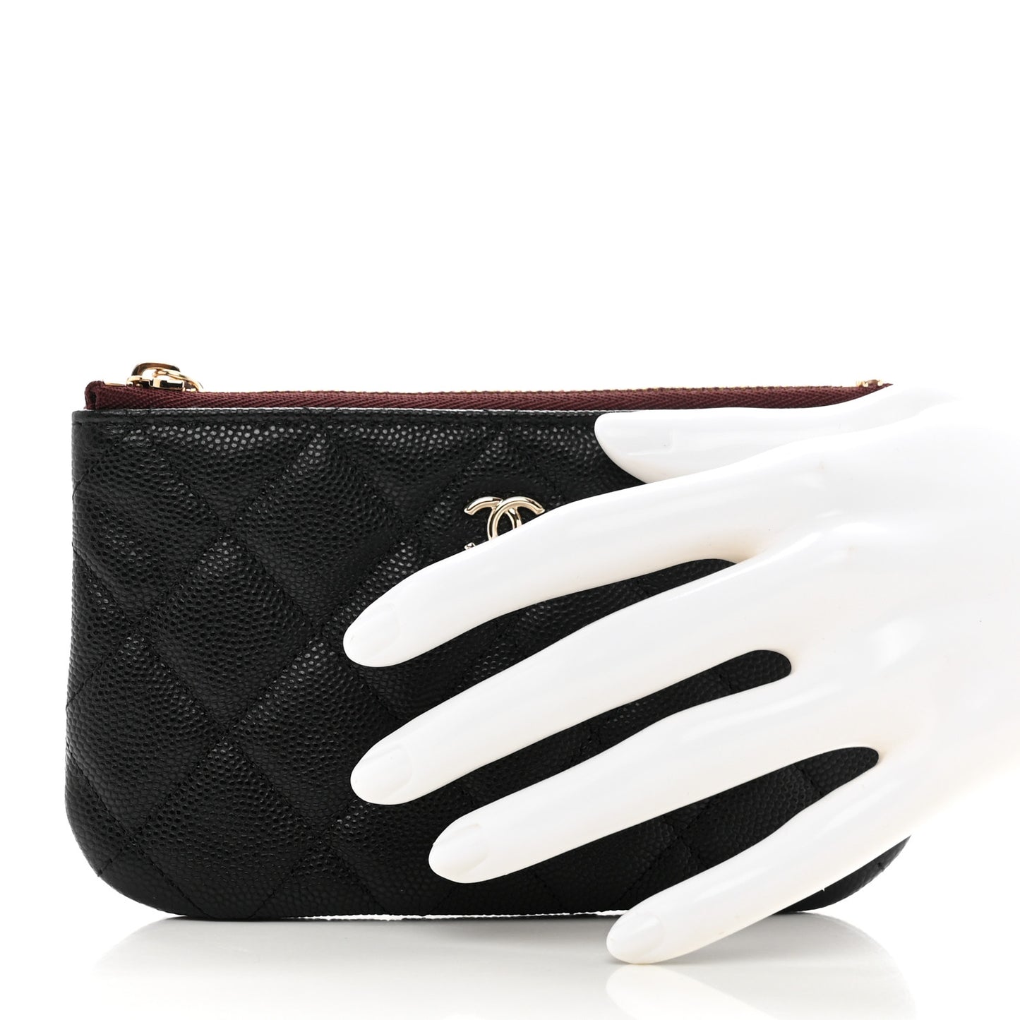 Caviar Quilted Small Cosmetic Case Black