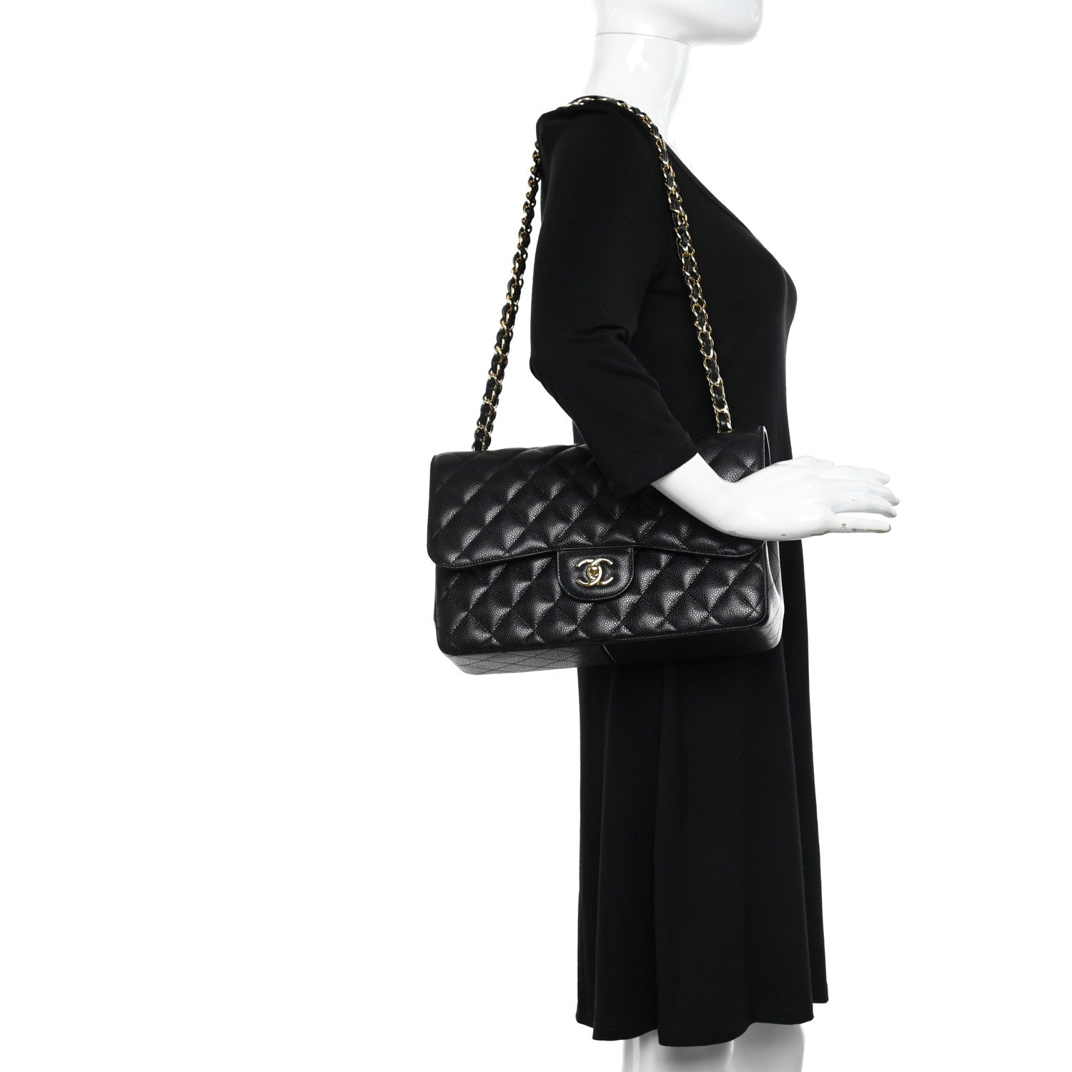 Chanel Caviar Quilted Jumbo Double Flap Black 3 of 11