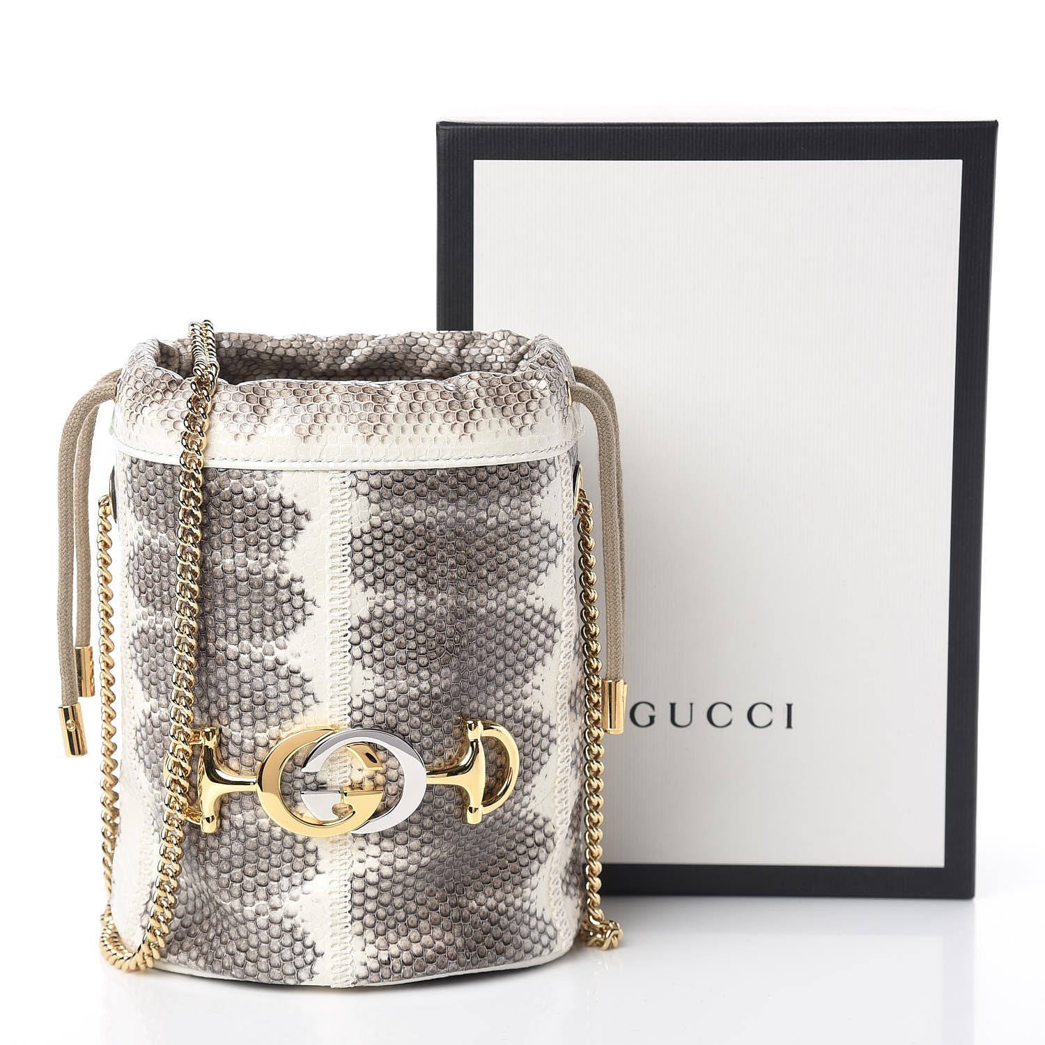 Gucci Snakeskin Mini Zumi Bucket Bag Grey 11 of 11