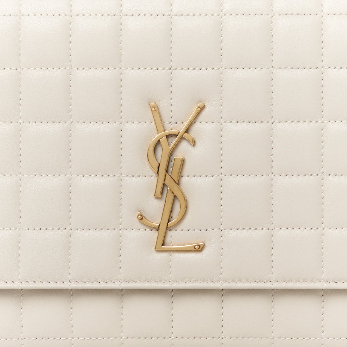 Lambskin Carre Quilted Cassandre Pouch Clutch Crema Soft