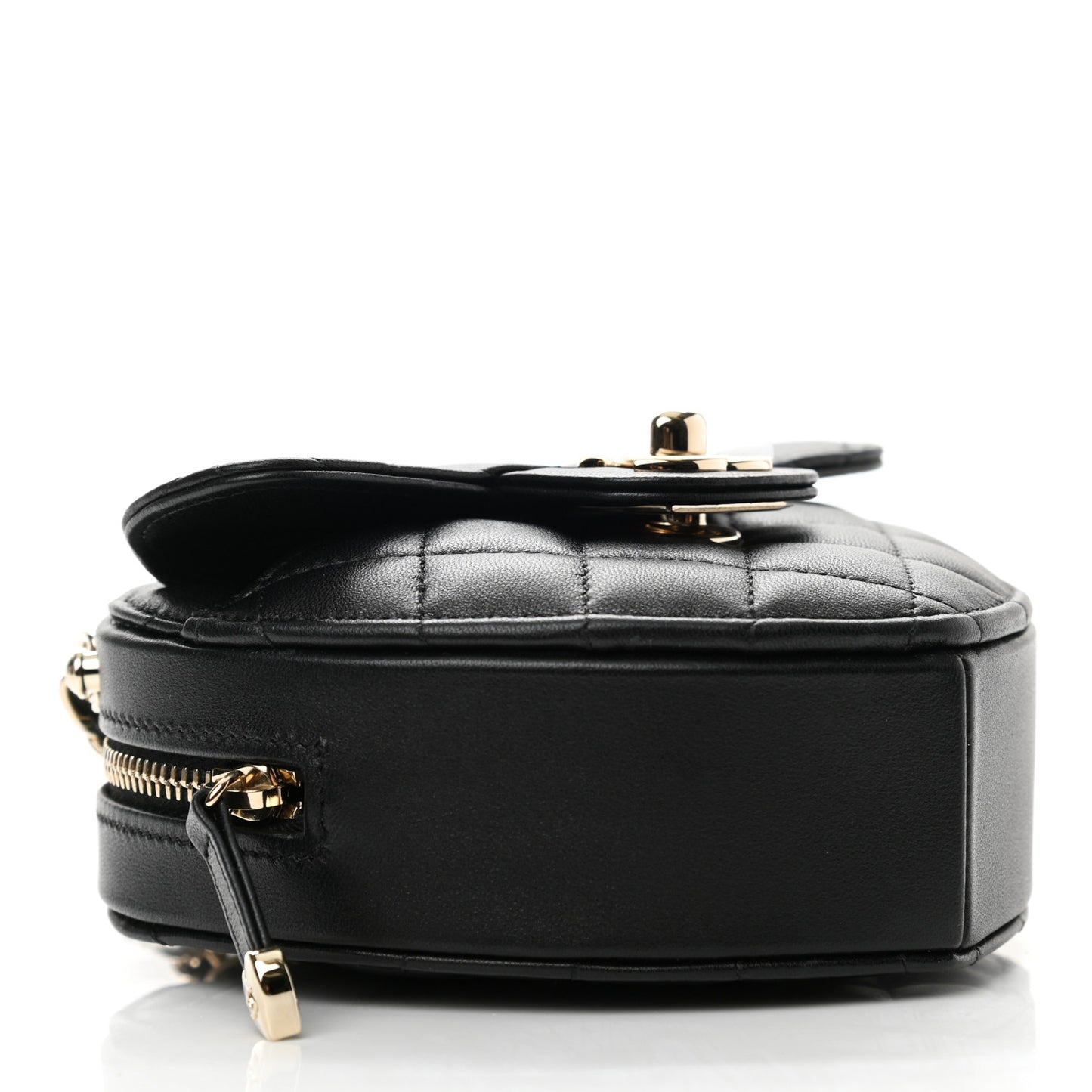 Lambskin Quilted CC In Love Heart Clutch With Chain Black