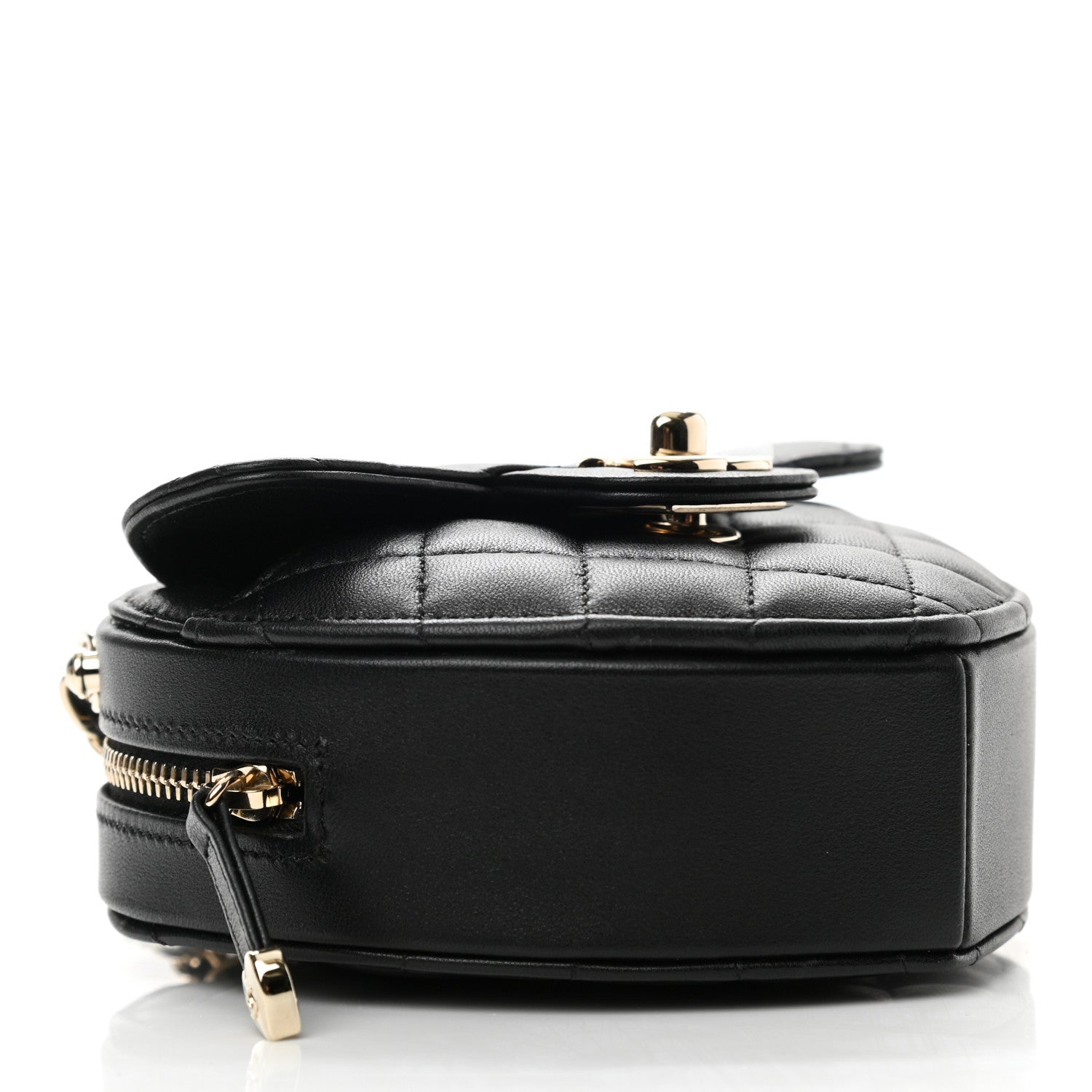 Chanel Lambskin Quilted CC In Love Heart Clutch With Chain Black 4 of 11