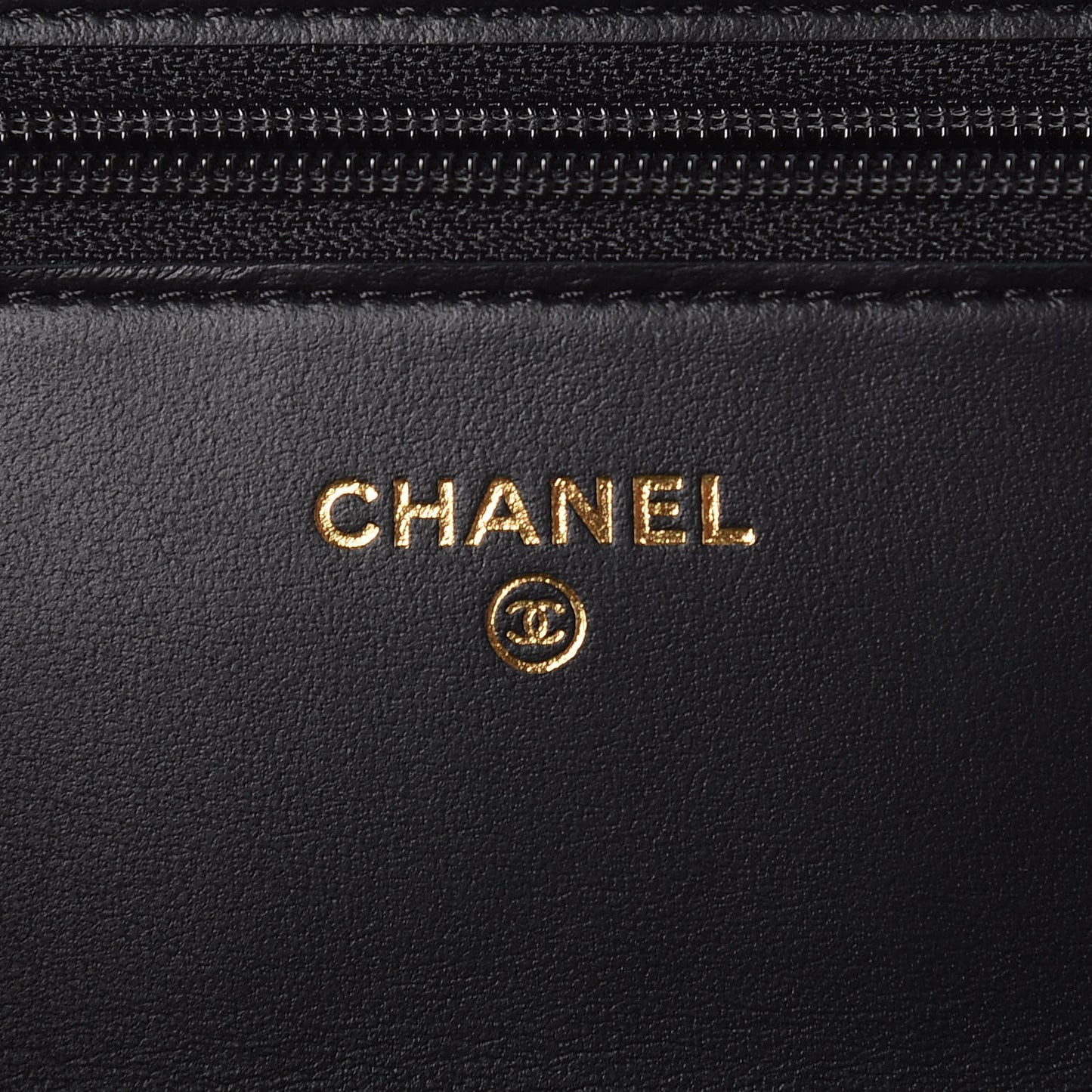 Letter Calfskin Embossed Quilted Wallet On Chain WOC Black