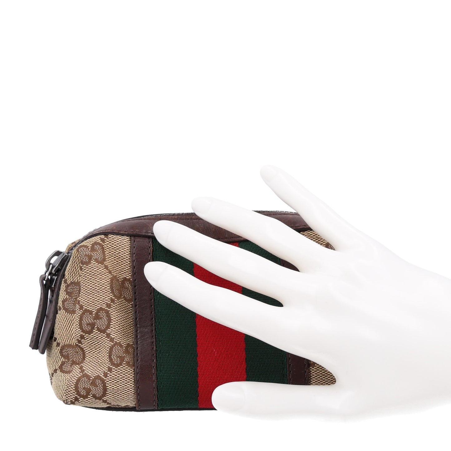 Monogram Web Small Cosmetic Case Dark Brown