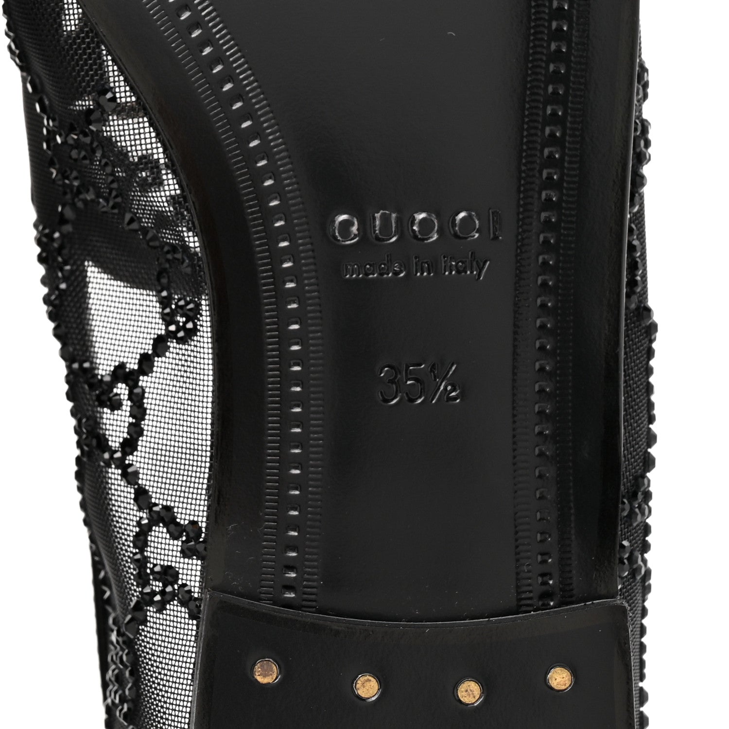Gucci Tela Retino Kid Scamosciato Crystal GG Monogram Jordaan Loafer 35.5 Black 7 of 9