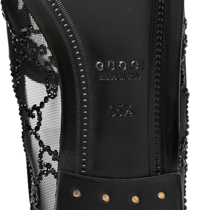 Gucci Tela Retino Kid Scamosciato Crystal GG Monogram Jordaan Loafer 35.5 Black 7 of 9
