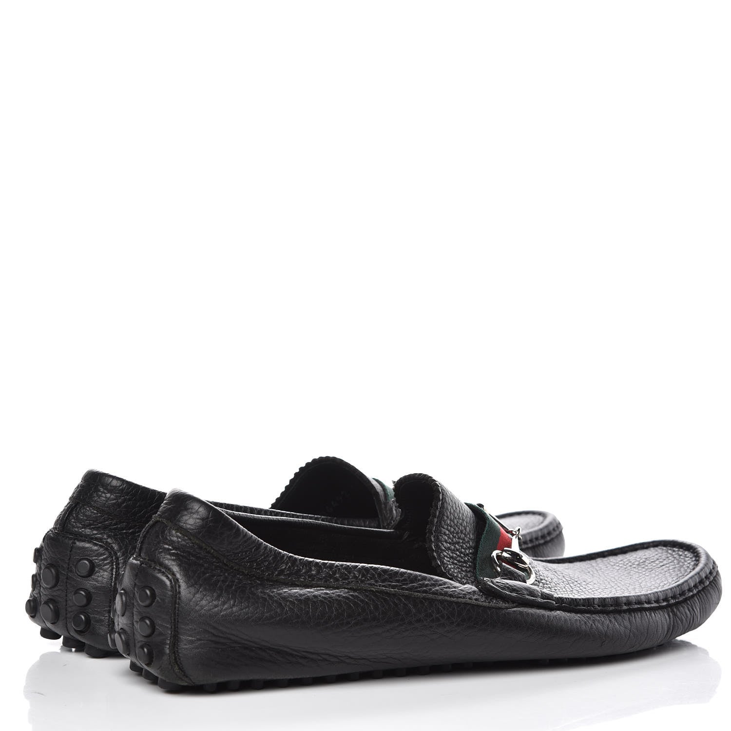 Gucci Calfskin Mens Horsebit Web Driver Loafers 10 Black 4 of 10