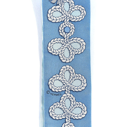 Hermes Silk Galons Et Brandebourg Twilly Ciel Ocean White 3 of 4