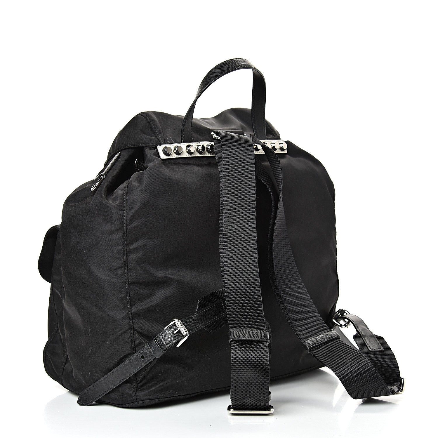 Prada Nylon New Vela Studded Backpack Black Green 2 of 11