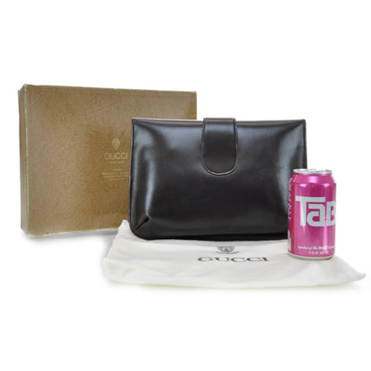 Gucci Leather Clutch Dark Brown 2 of 6