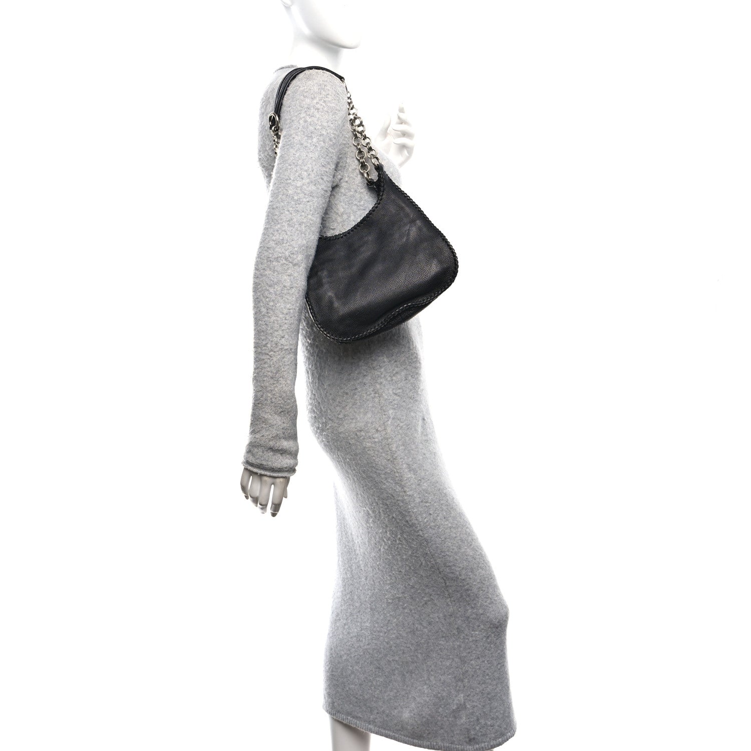 Prada Vitello Daino Chain Braided Hobo Black 2 of 11