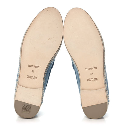 Hermes Denim Canvas Womens Trip Espadrilles 37 Bleu Clair 5 of 8