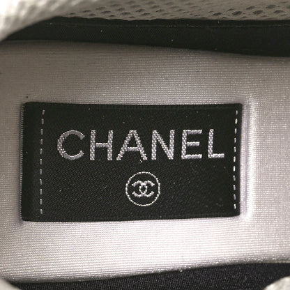 Chanel Fabric Suede Calfskin Logo Sneakers 41 White Light Gray 6 of 9