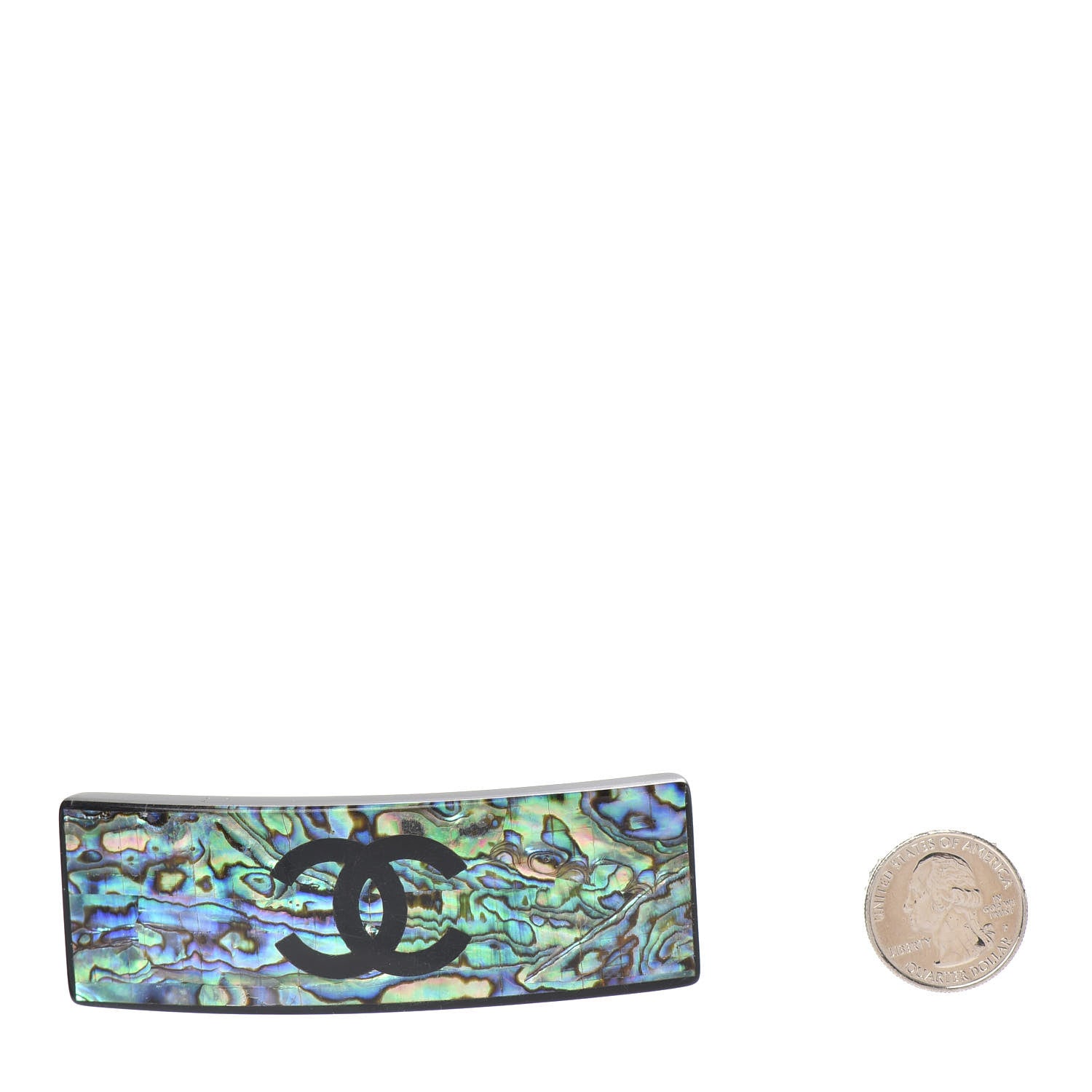 Chanel Resin Abalone CC Hair Clip Barrette Black 2 of 5
