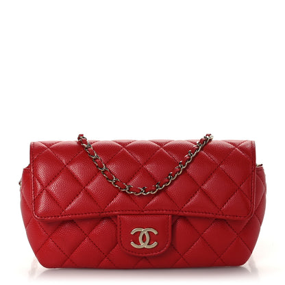 Chanel Caviar Quilted Glasses Case With Chain Red 1 of 11