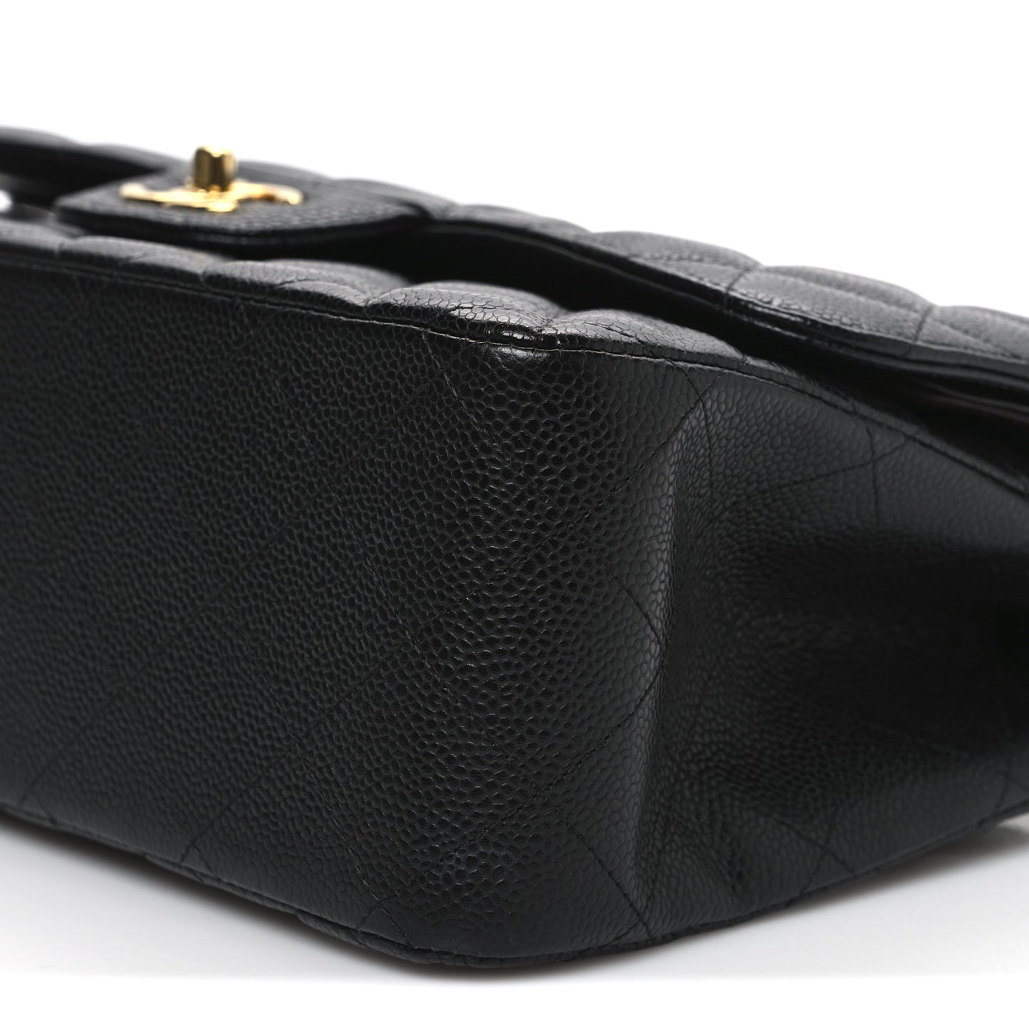 Caviar Quilted Jumbo Double Flap Black