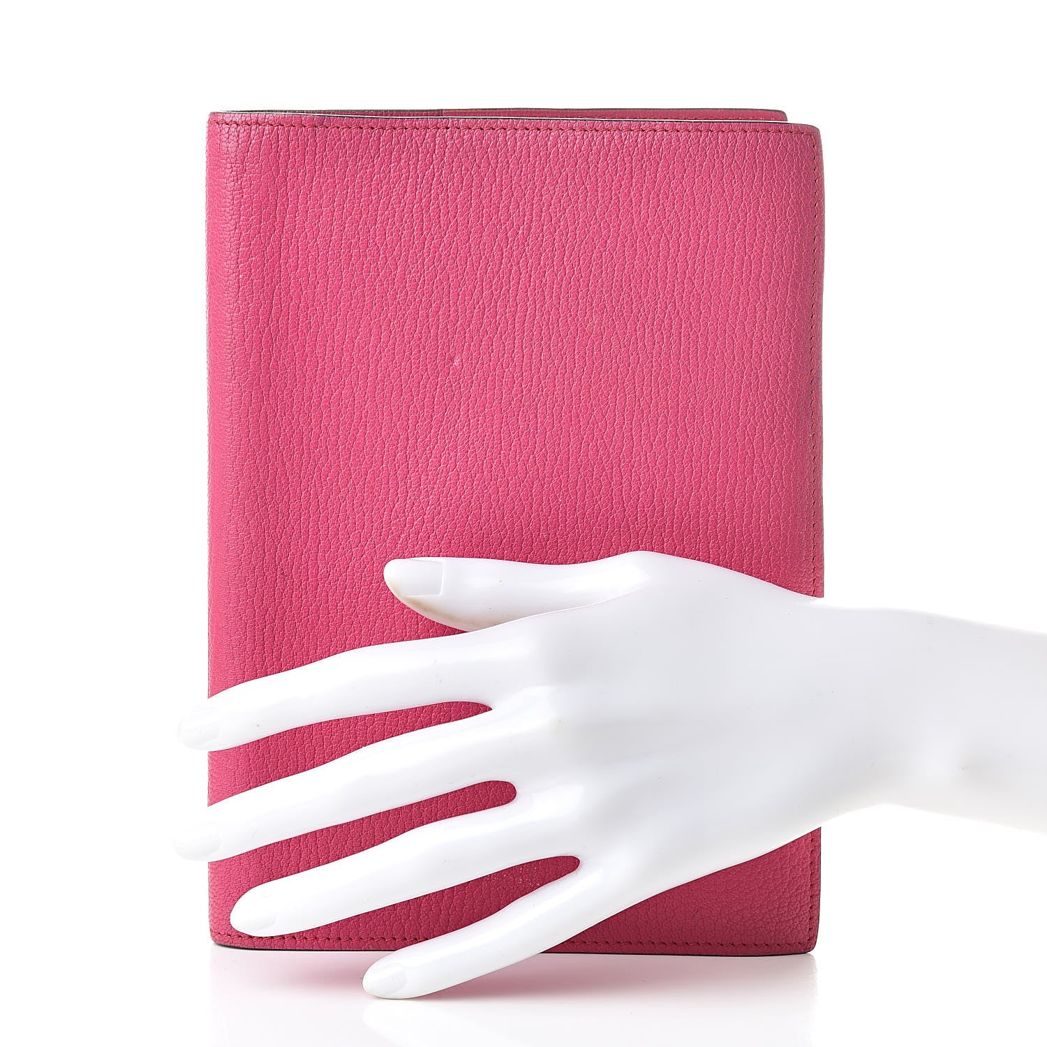 Hermes Chevre Mysore Globe Trotter Agenda Cover Rose Shocking 2 of 13