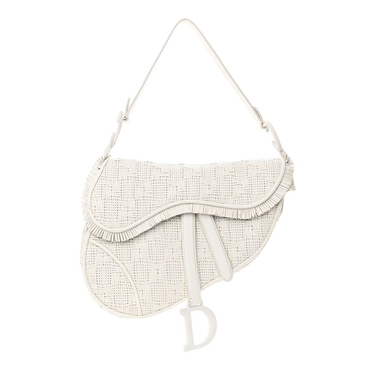 Ultra Matte Woven Saddle Bag White