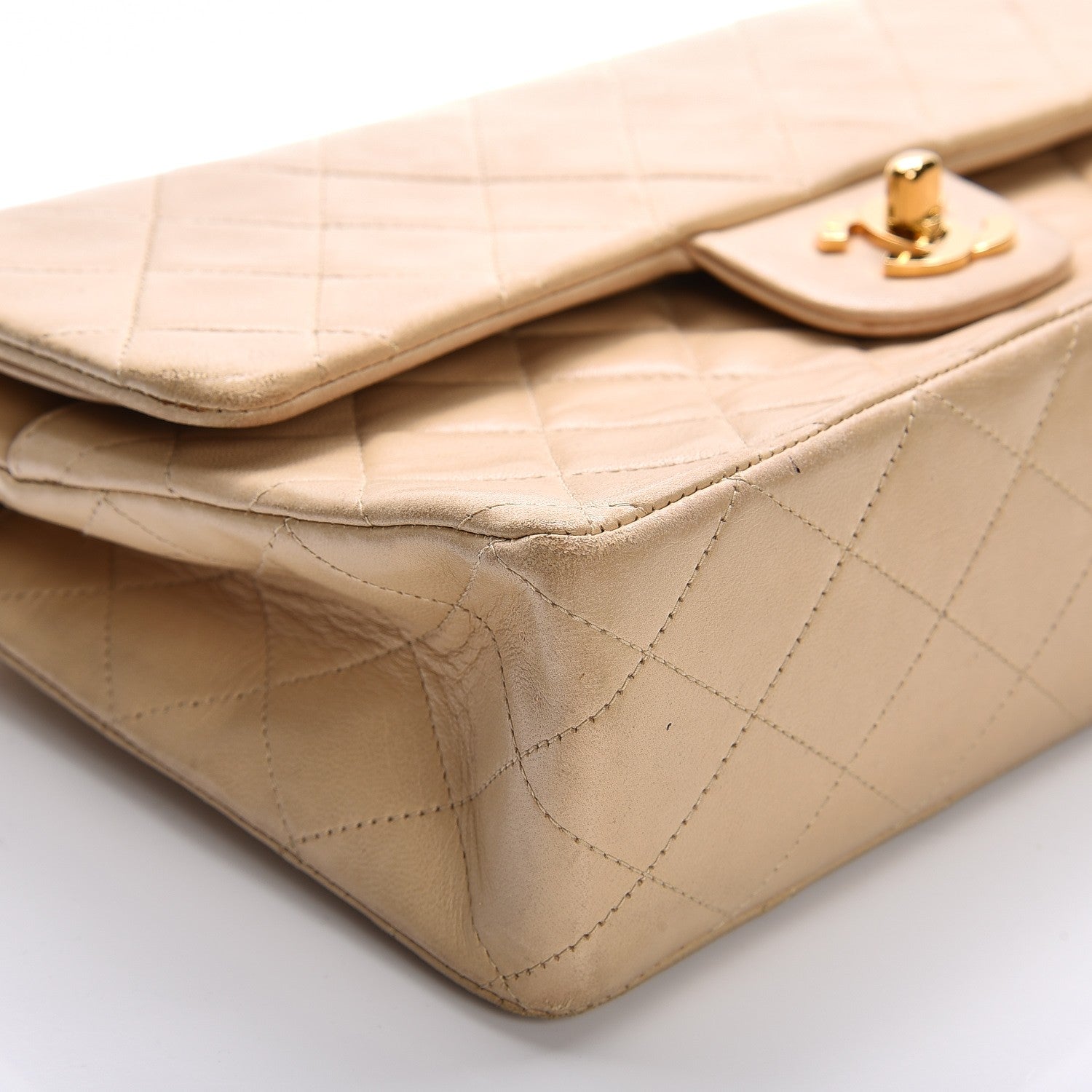 Chanel Lambskin Quilted Medium Double Flap Beige 13 of 19