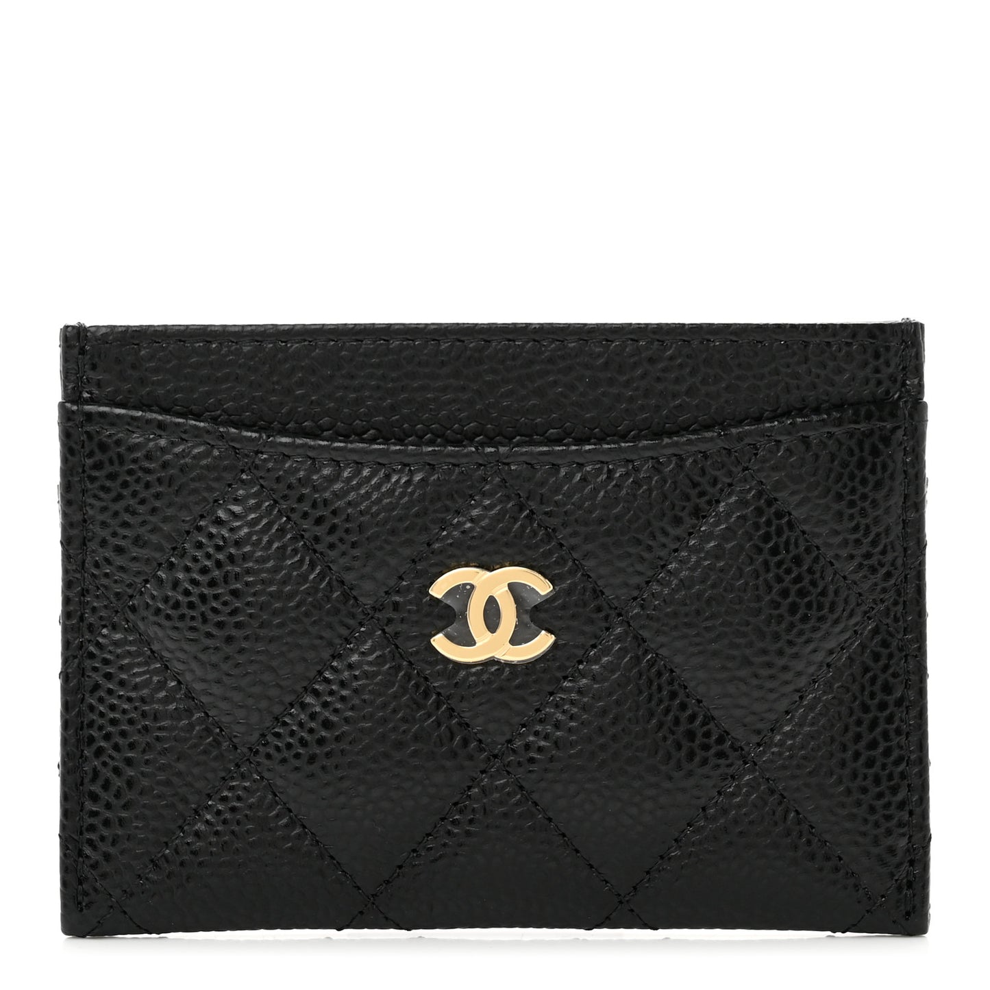 Caviar Quilted Card Holder Black