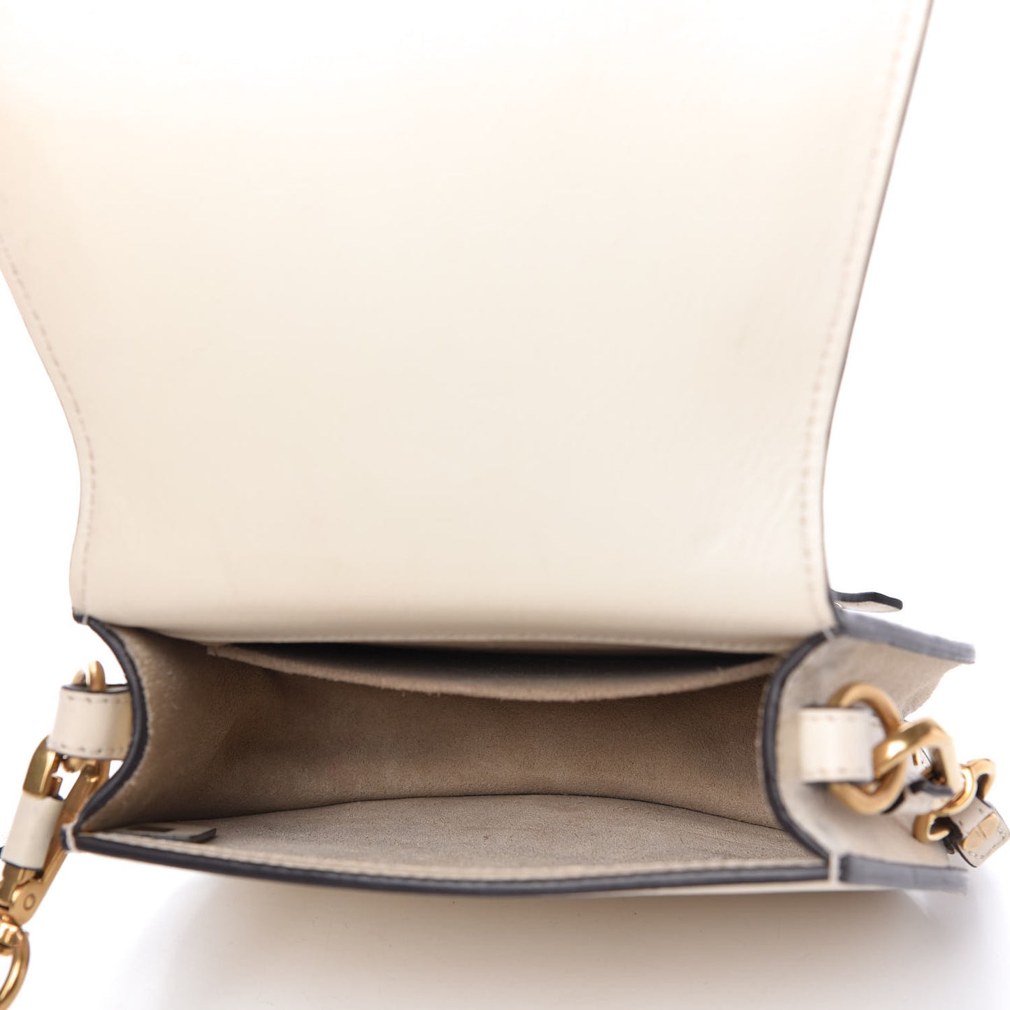 Calfskin Suede Small Nile Bracelet Bag Off White