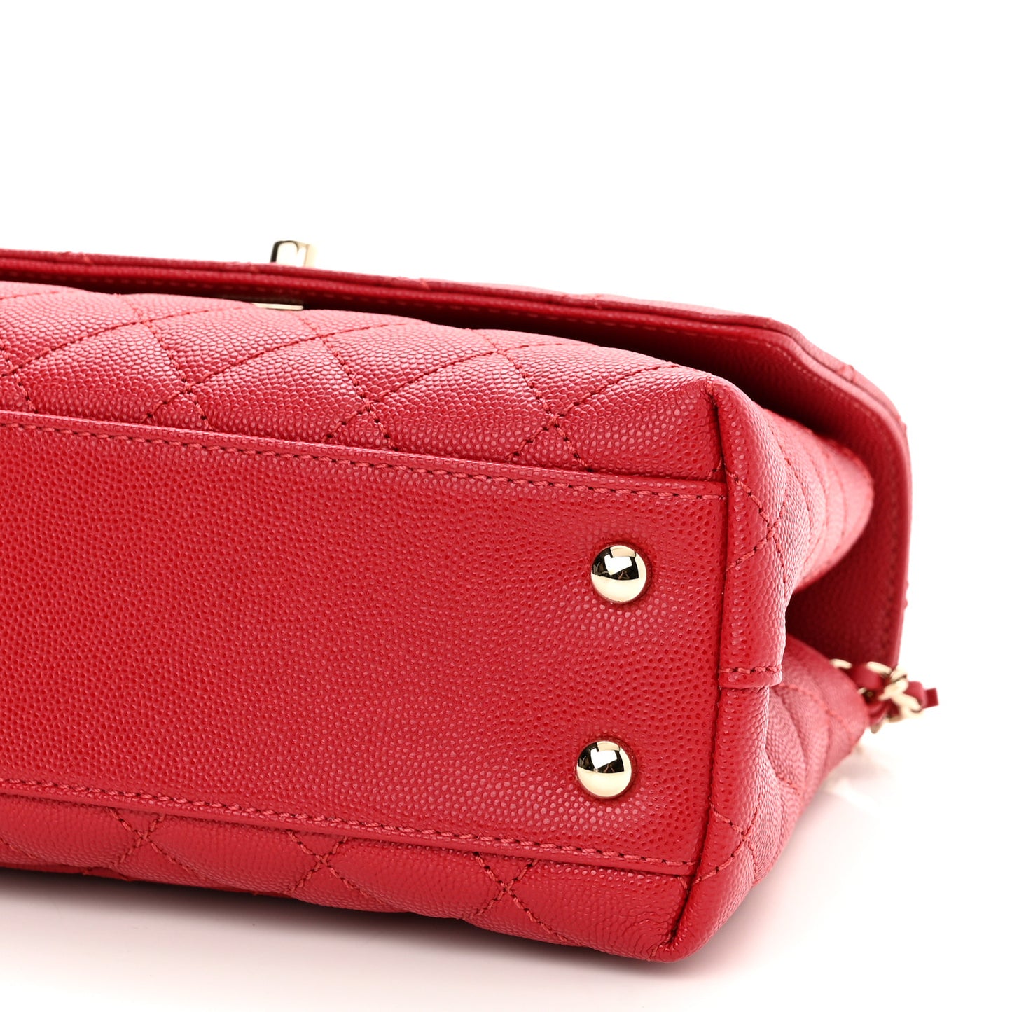 Caviar Quilted Mini Coco Handle Flap Red