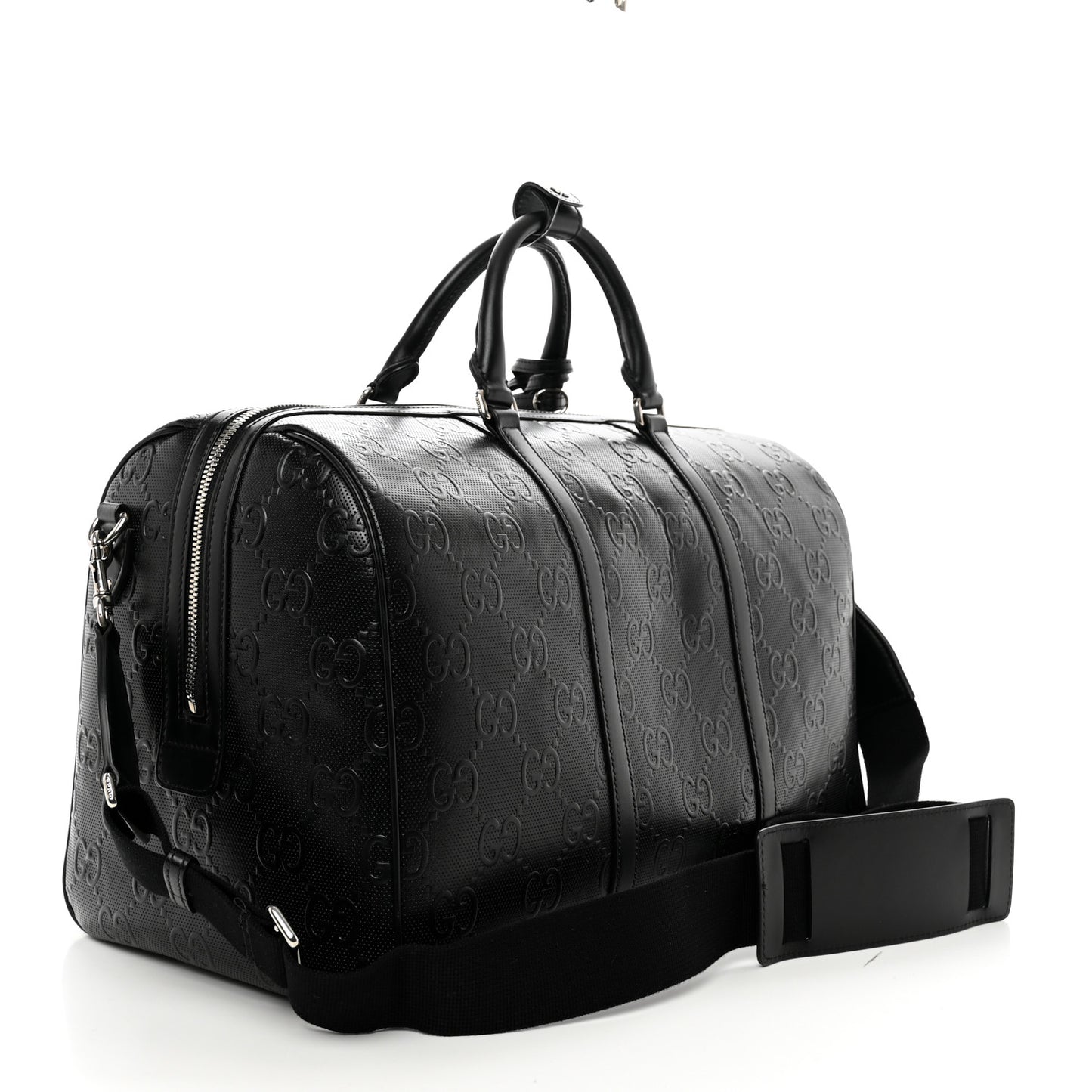 Calfskin GG Tennis Embossed Duffle Bag Black