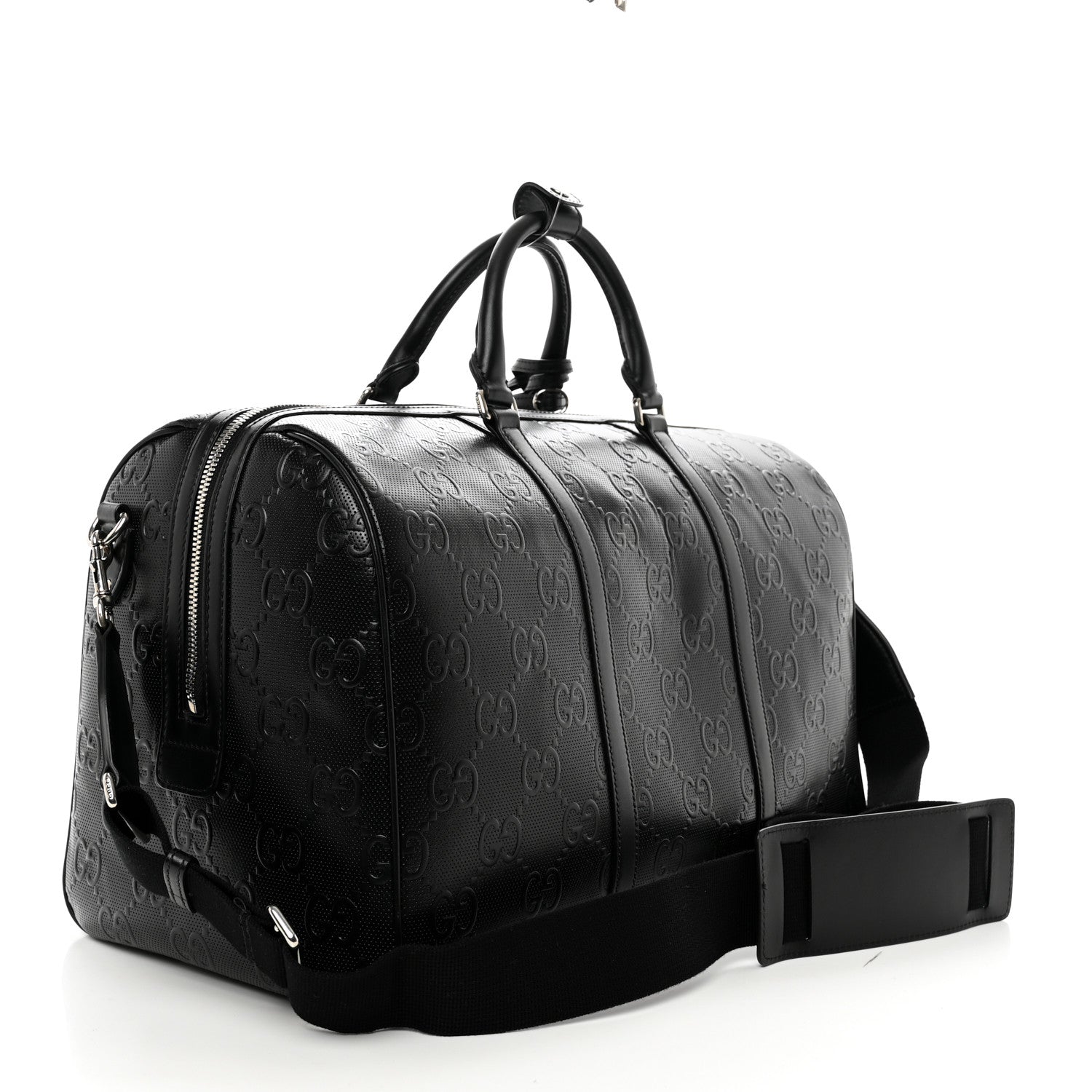 Gucci Calfskin GG Tennis Embossed Duffle Bag Black 2 of 8