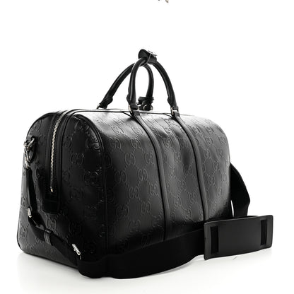 Gucci Calfskin GG Tennis Embossed Duffle Bag Black 2 of 8