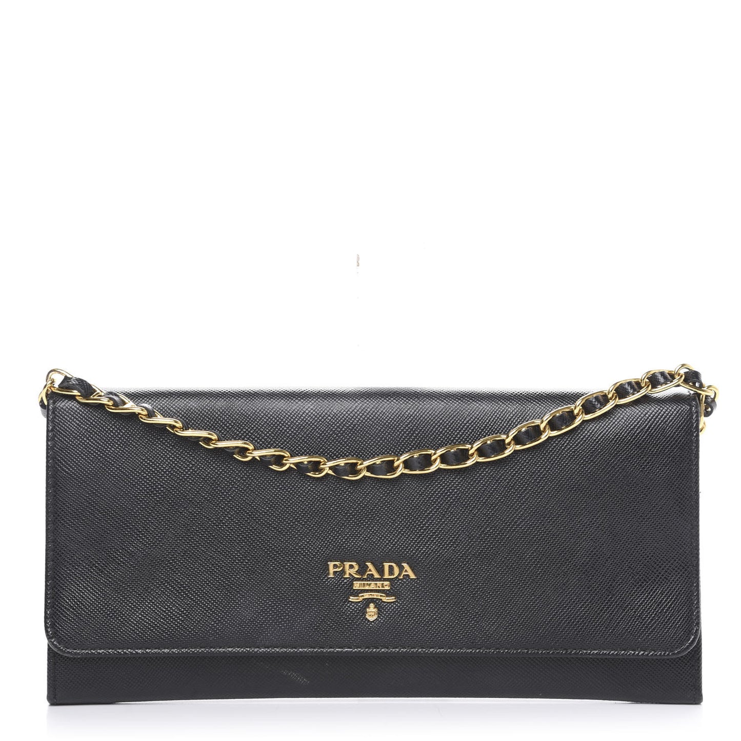 Saffiano Metal Oro Chain Wallet Black