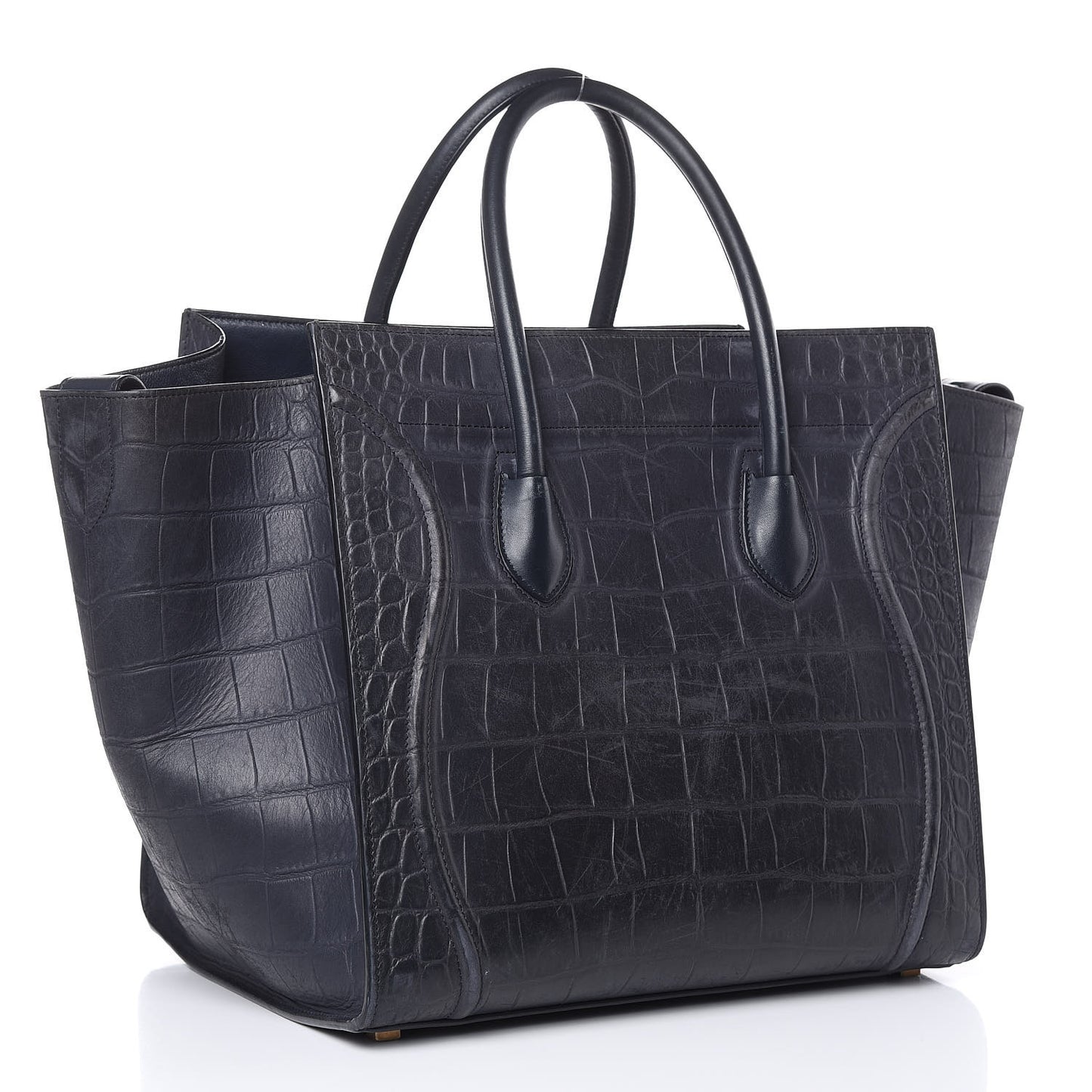Crocodile Embossed Calfskin Medium Phantom Luggage Navy Blue