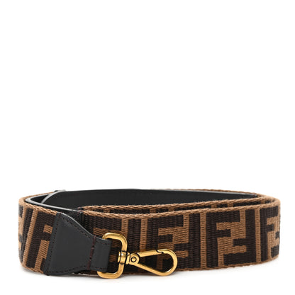 Fendi Ribbon Vitello Century FF 1974 Flat Studded Strap You Fango Marrone Ebano 1 of 4