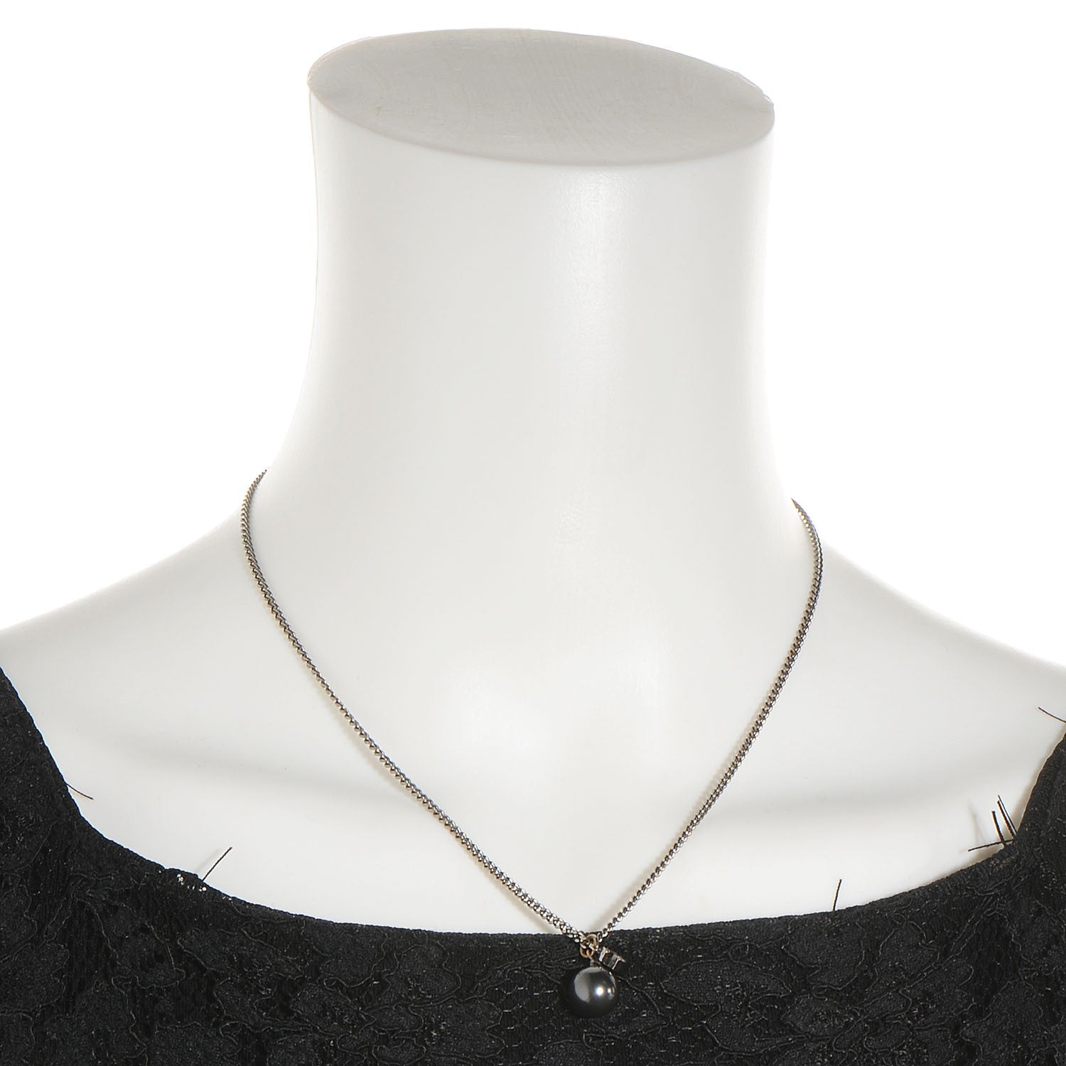 Chanel Pearl CC Drop Necklace Ruthenium 2 of 4