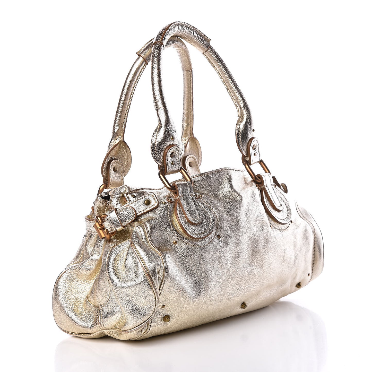 Metallic Calfskin Paddington Satchel Gold