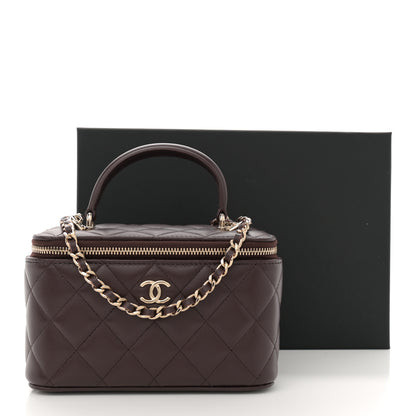 Chanel Lambskin Quilted Small Top Handle Vanity Case With Chain Dark Brown 11 of 11