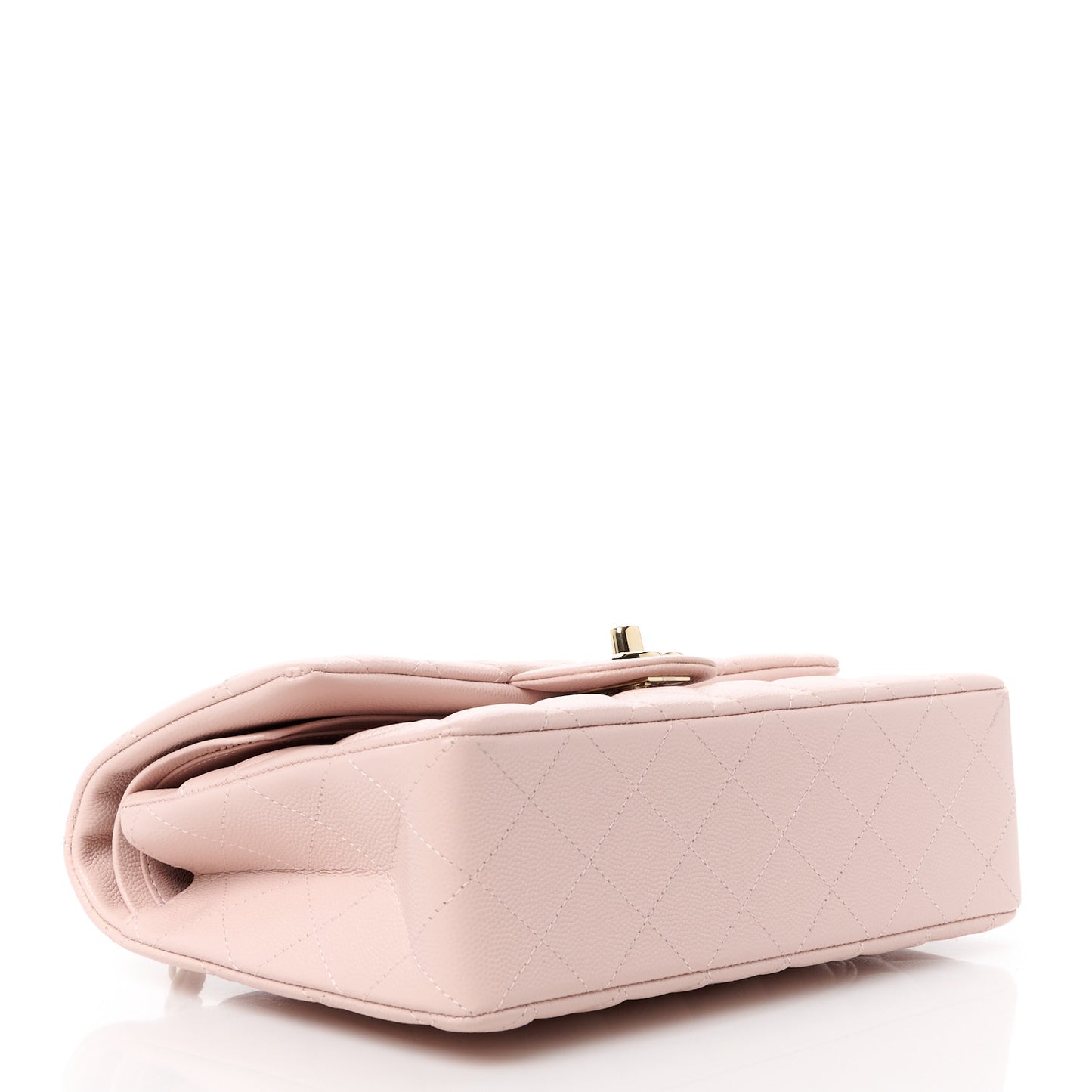 Caviar Quilted Small Double Flap Light Pink