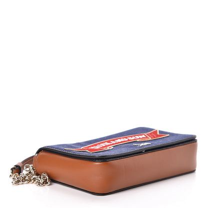 Christian Louboutin Denim Calfskin Crystal Sea Sex Sun Zoompouch Crossbody Navy Coconut 4 of 8
