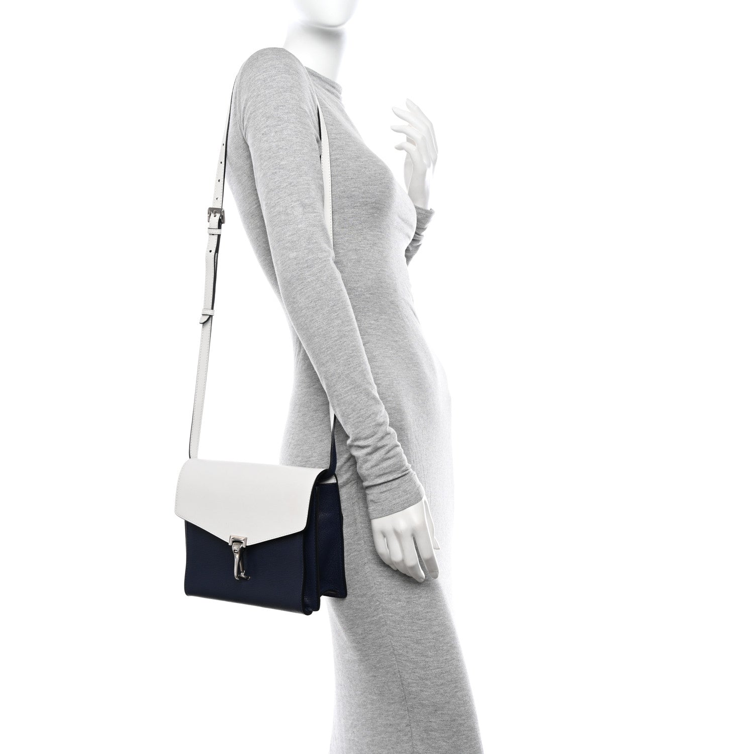 Burberry Derby Calfskin Bi-Color Small Macken Crossbody Bag Navy White 2 of 11