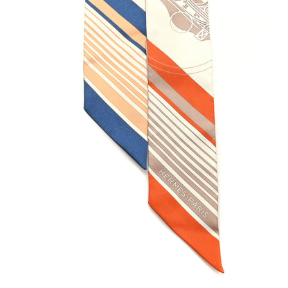 Hermes Silk Ex-Libris Twilly Creme Orange Beige 3 of 3