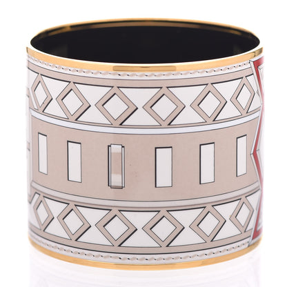 Hermes Enamel Printed Mega Wide Colliers De Chien Bracelet 65 Toiles 4 of 6