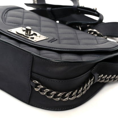 Chanel Shiny Goatskin Quilted Small Double Chained Messenger Flap Black 10 of 10