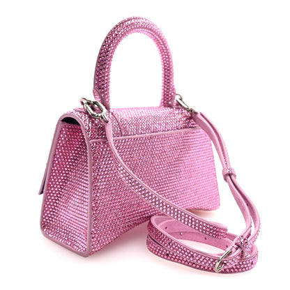 Balenciaga Strass Suede Hourglass Top Handle Bag XS Pink 3 of 9