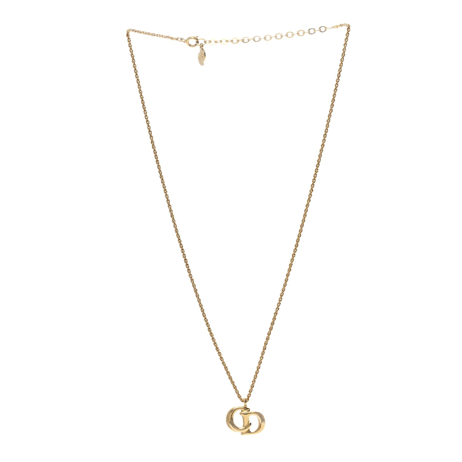 Christian Dior Metal CD Logo Necklace Gold 3 of 4