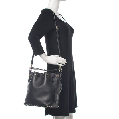 Valentino Garavani Vitello Rockstud Bucket Bag Black 2 of 14