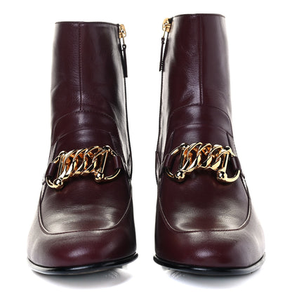 Gucci Goatskin Kitten Chain Horsebit Ankle Boots 39.5 Bordeaux 2 of 8