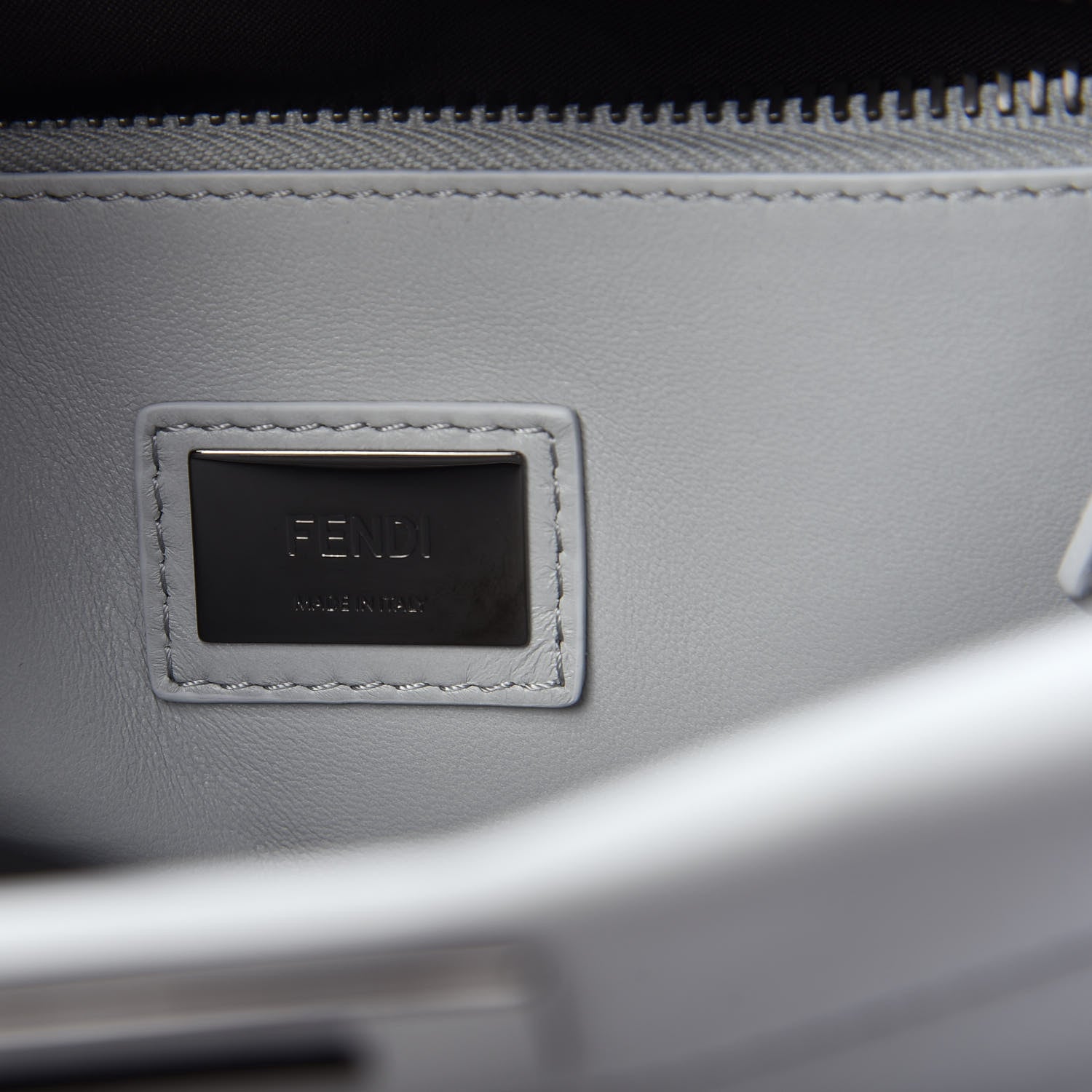 Fendi Vitello Seta Shiny Nappa Scalloped Studded Medium Peekaboo Iconic Satchel Grigio Perla 6 of 10